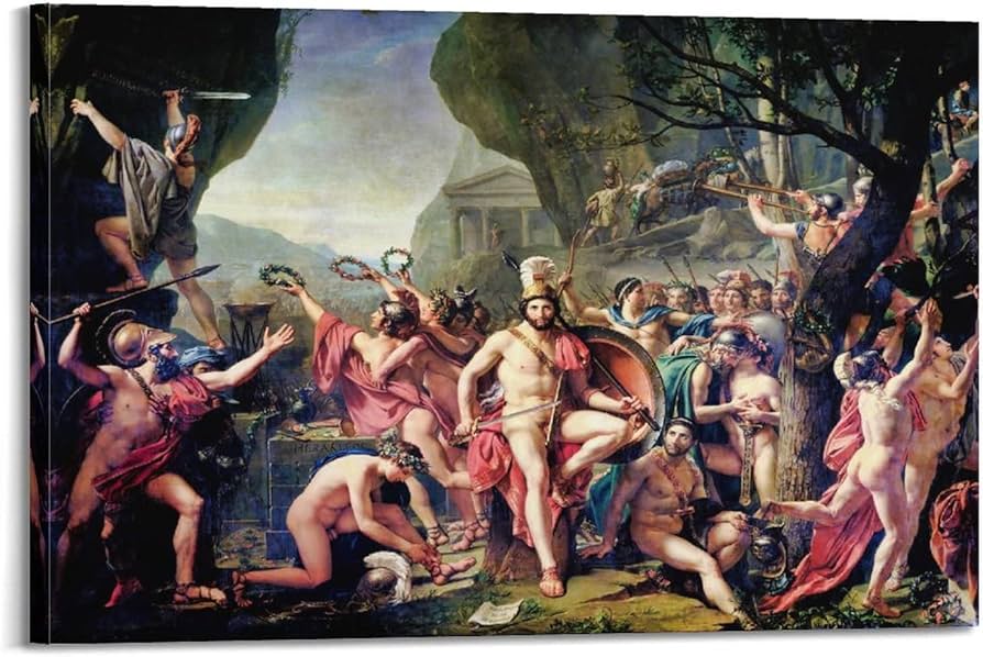 Amazon.co.jp: Jacques-Louis David 印刷ポスター「テルモピュライの