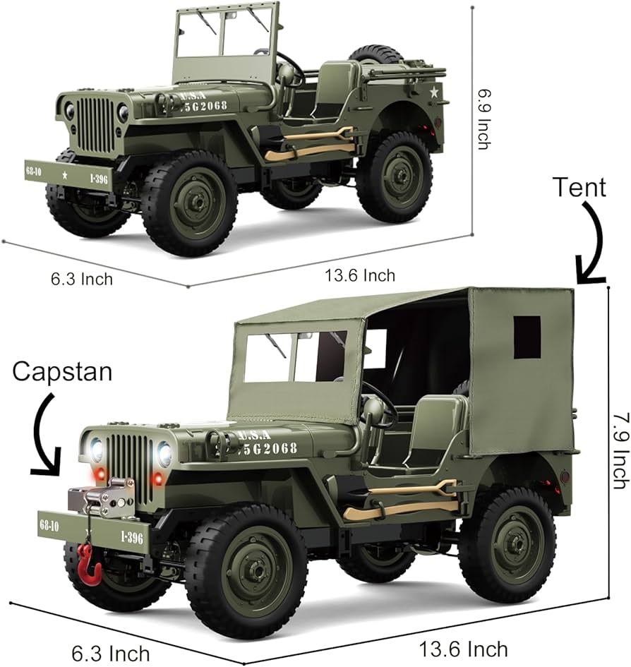 MASU】JEEP Military 1/10 RTR ジープ グレー Amazon.com: Yiwsnust RC