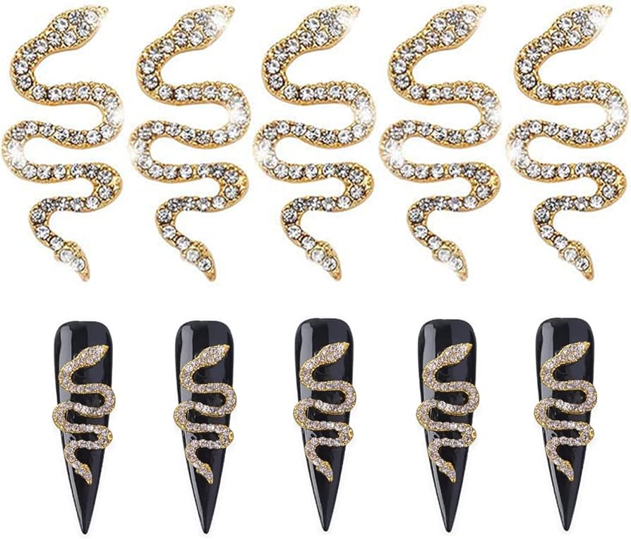 Amazon | ネイルパーツ 蛇 5個セット 3D立体 合金 蛇 ネイルストーン