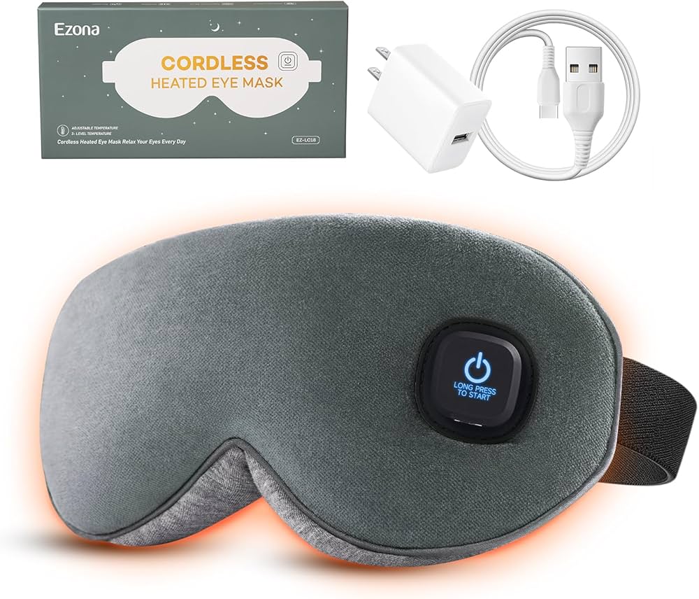 Amazon.com: Ezona Cotton Cordless Heated Eye Mask, 2000mAh Warm