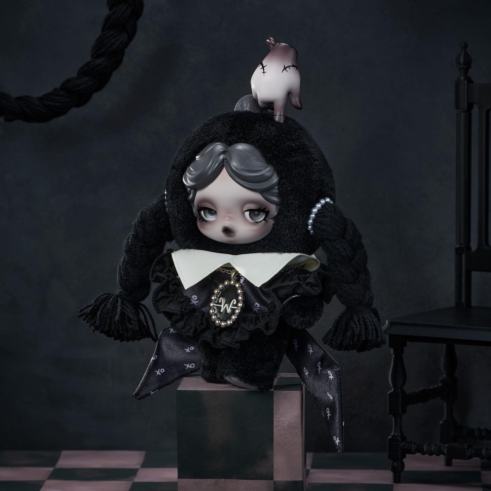 Amazon.com: POP MART SKULLPANDA × Wednesday Plush（Classic Dress