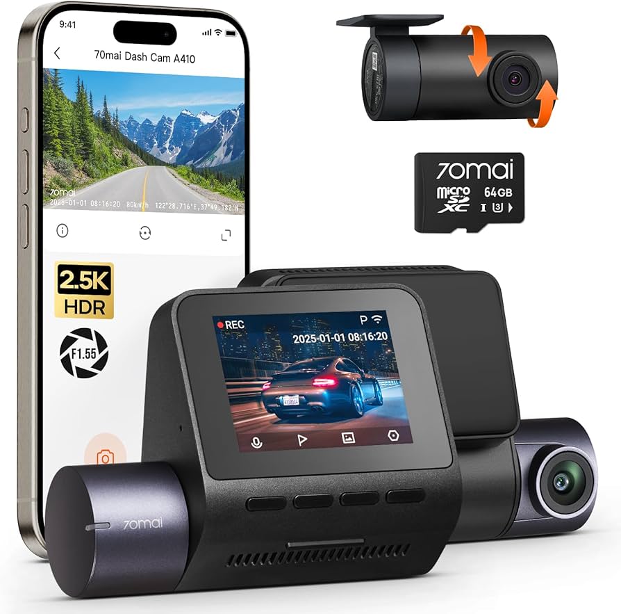 Amazon.com: 70mai Dash Cam Front and Rear - 2.5K+1080P Dual Dash