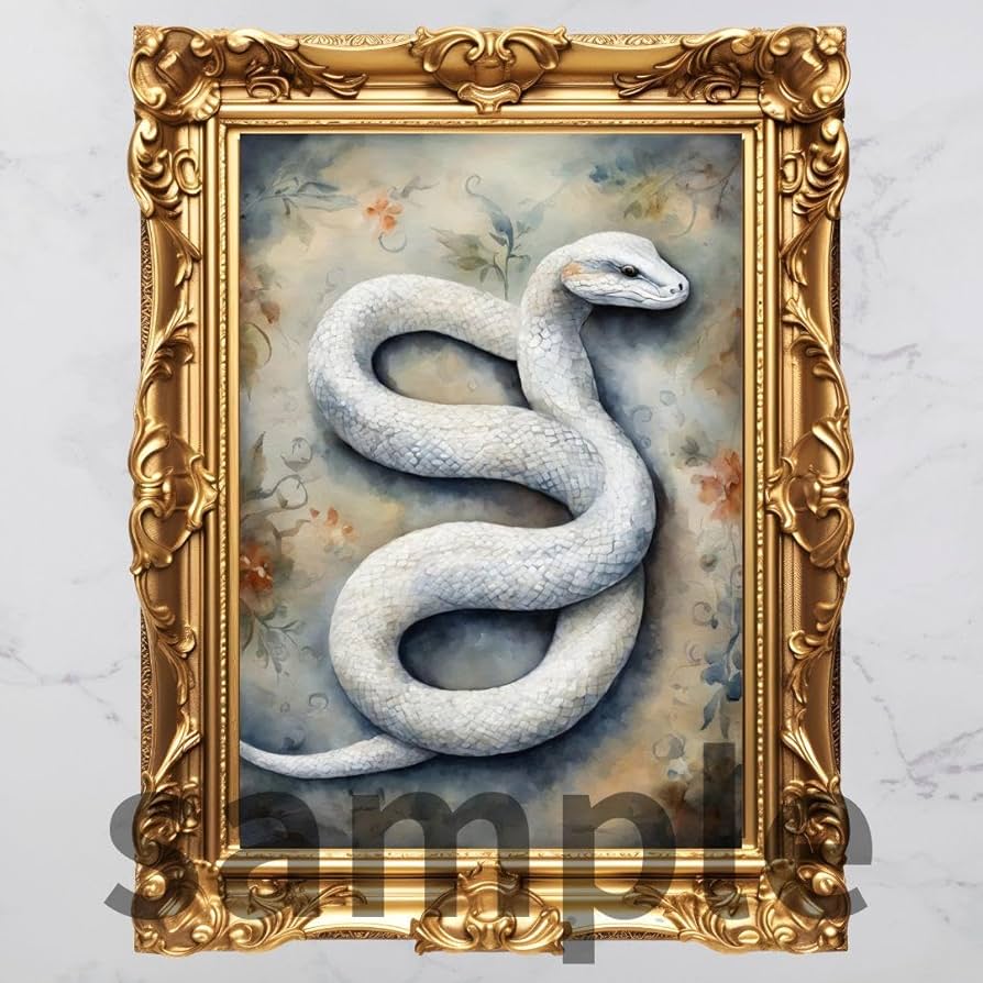 Amazon.co.jp: 幸運を招く 白蛇様 232番開運絵画、風水、幸運アート