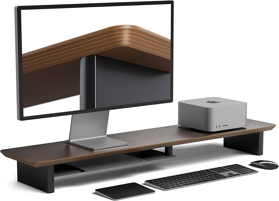 Amazon.co.jp: amesoba 木製 モニタースタンド 卓上 デスクシェルフ