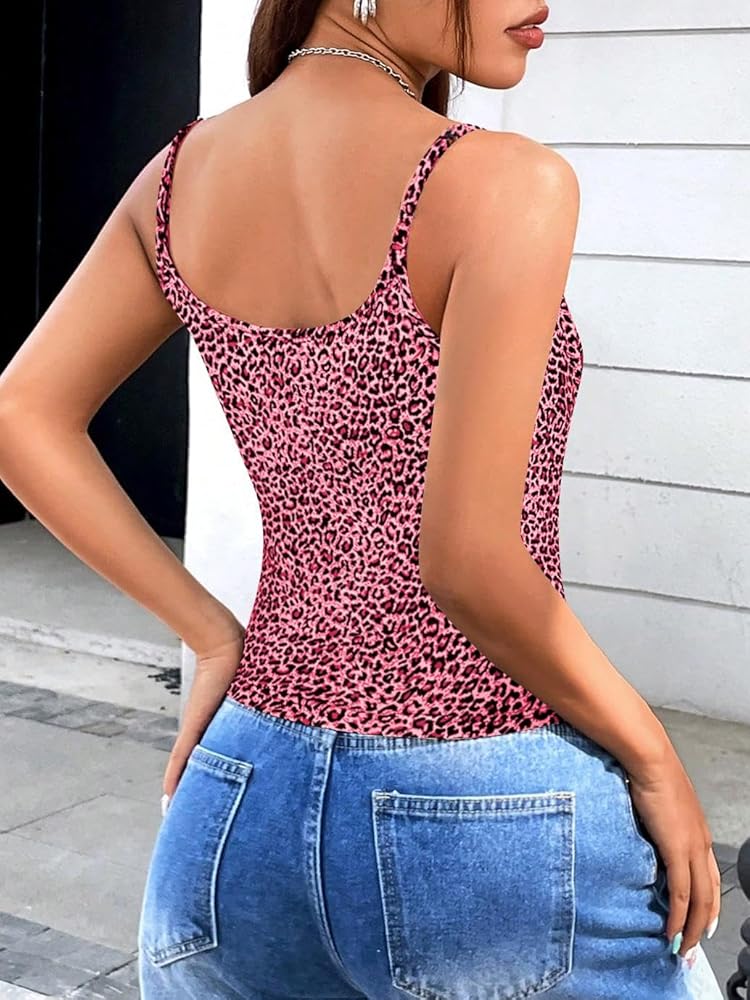 SOLY HUX Women's Y2K Leopard Print Cami Crop Tops Spaghetti Strap