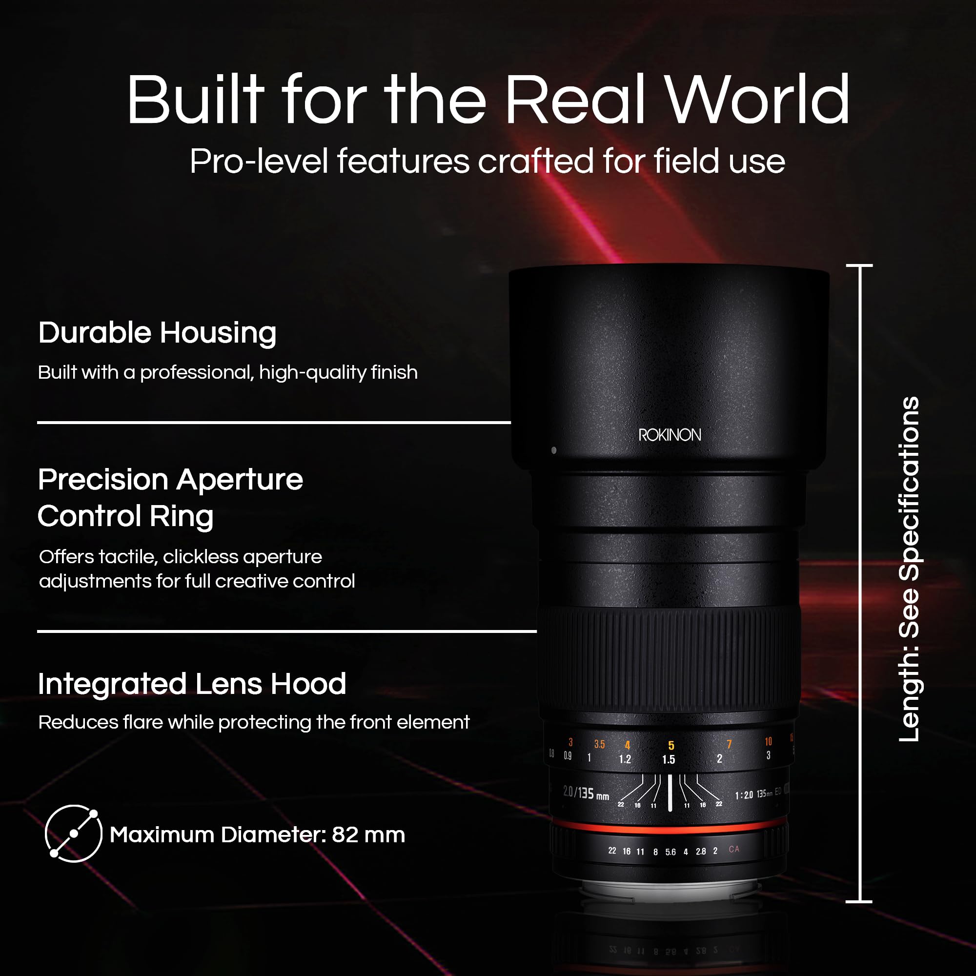 Amazon.com : Rokinon 135mm F2.0 ED UMC Telephoto Lens for Canon EF