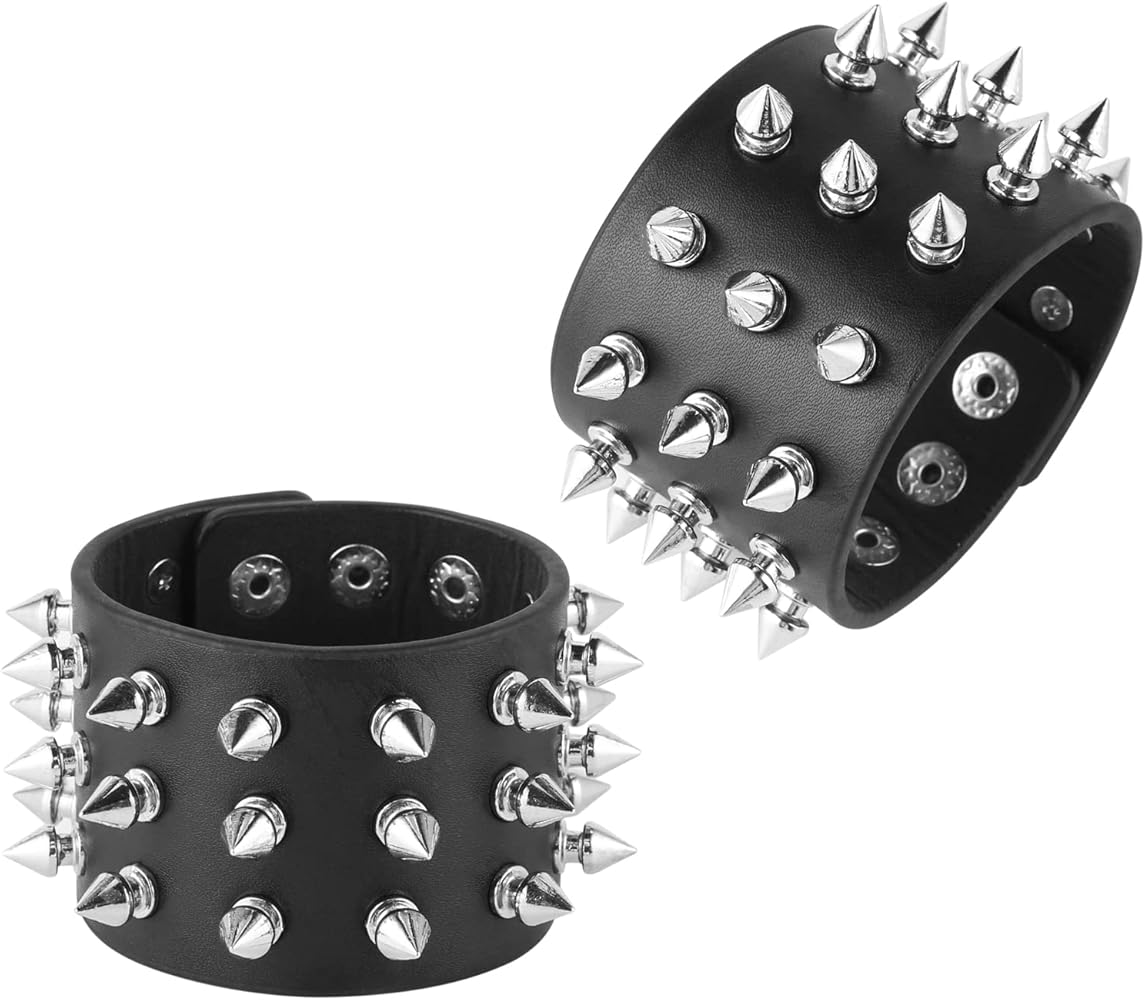 Amazon.com: HZMAN A Pair Unisex Black Metal Spike Studded Punk