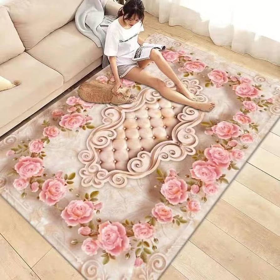 Amazon | [NHYGDY] ラグマット 薔薇/ローズ 3D効果 柔らかい カラー9