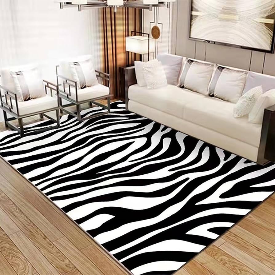 Amazon｜おしゃれ アニマルデザイン カラー ラグ アニマル柄 ゼブラ柄