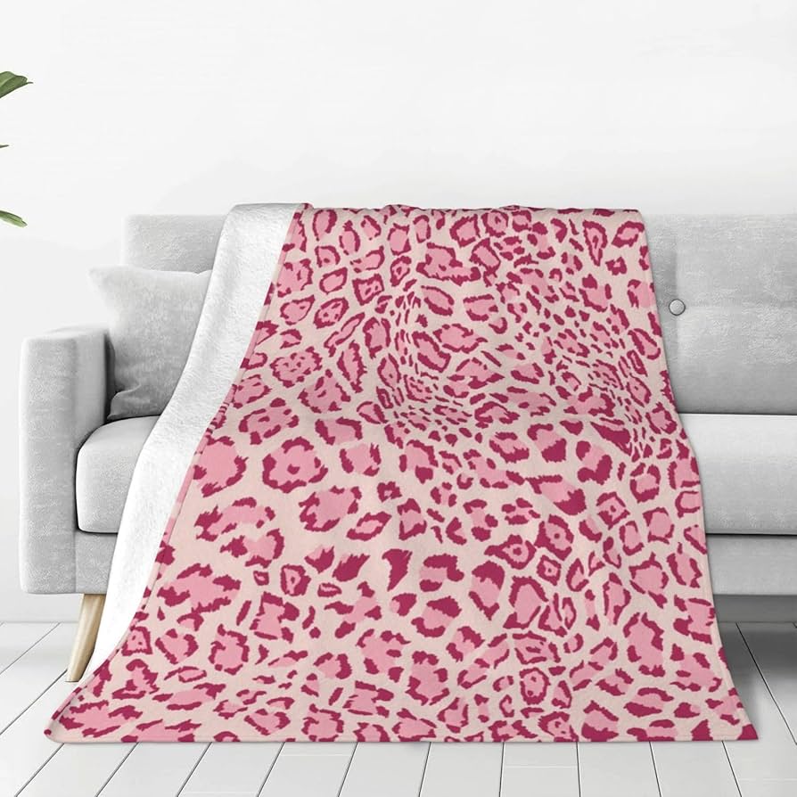 Amazon｜毛布 ピンクのヒョウ柄 ブランケット シングル フランネル