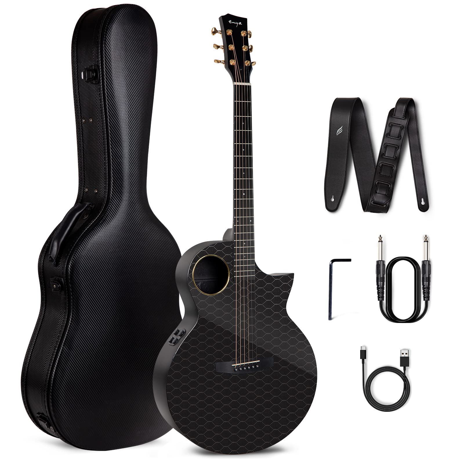 Enya X4 PRO Carbon Fiber Acoustic Electric Guitar, 41-Inch Full