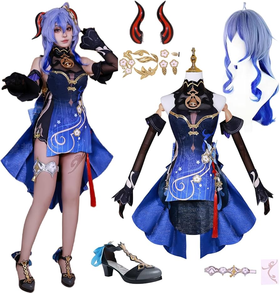 Amazon.co.jp: 原神 甘雨 かんう コスプレ衣装セット 髪飾り付き 海灯