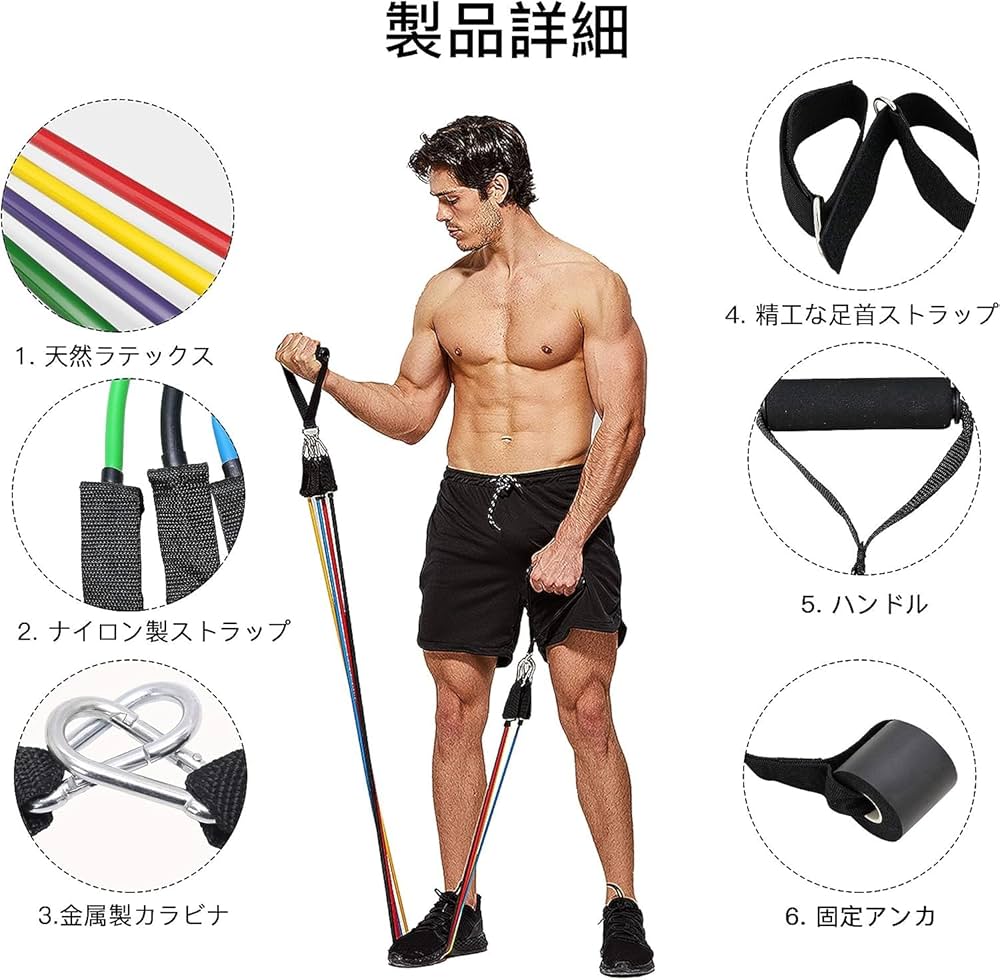 Amazon.co.jp: トレーニングチューブ フィットネスバンド 筋トレ