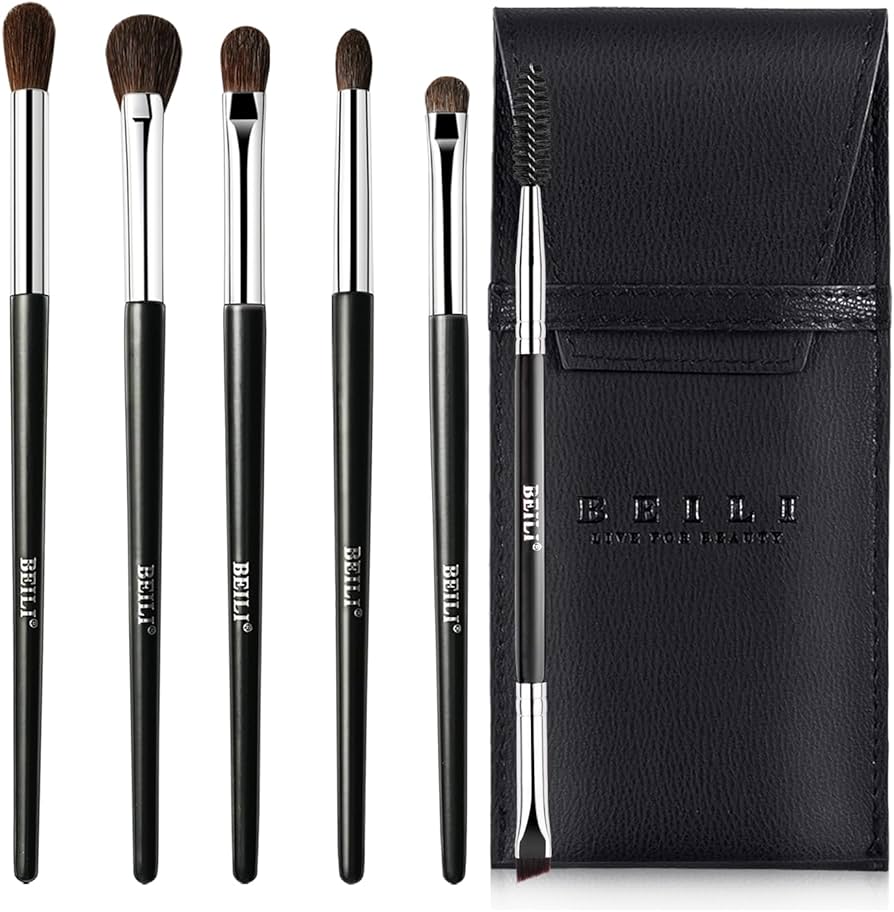 Amazon.co.jp: BEILI アイシャドウブラシ 6本 天然馬毛 メイクブラシ
