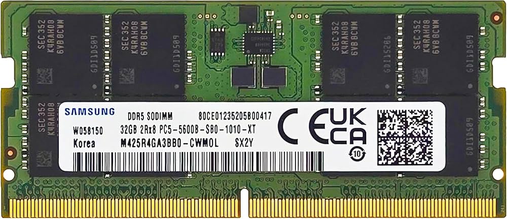 Samsung 32GB DDR5 5600MHz PC5-44800 CL46 SODIMM 2Rx8 Dual Rank 1.1