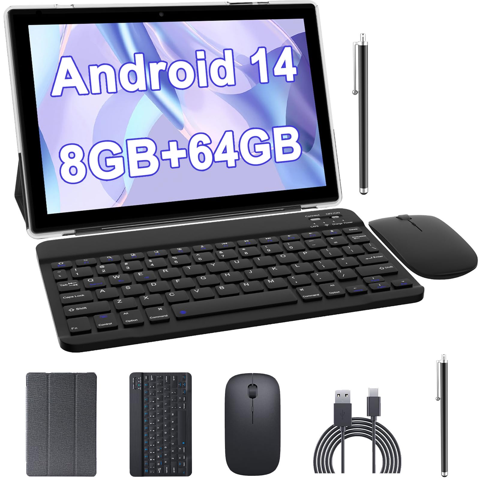 Amazon.com : 10 inch Android 14 Tablet with Keyboard, 2 in 1