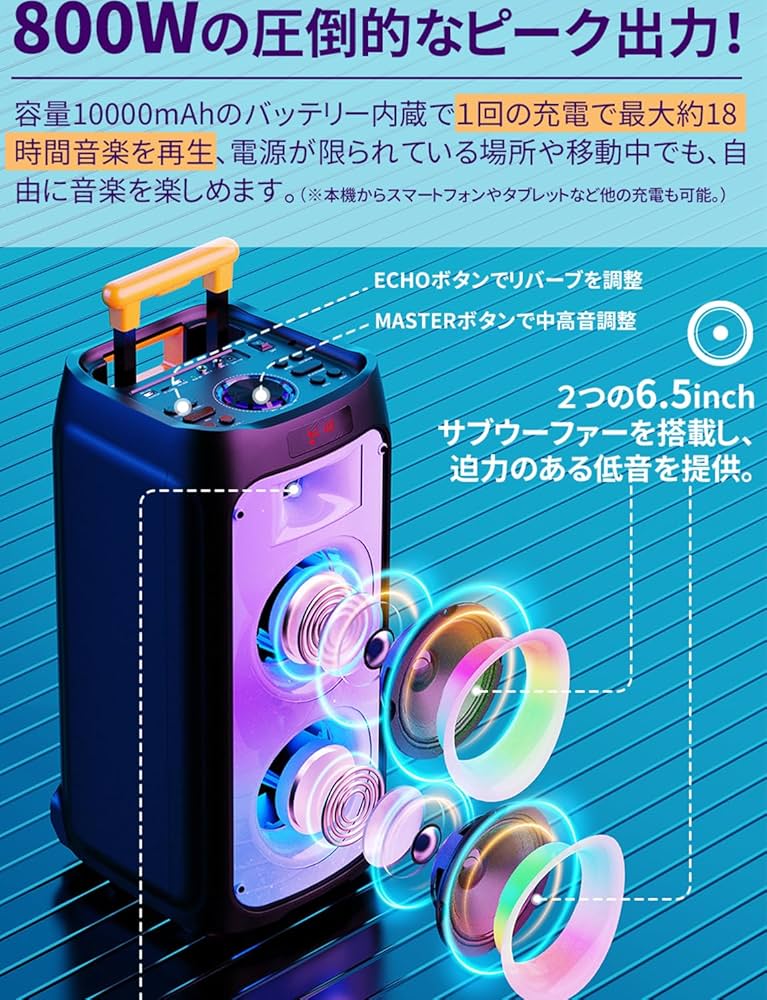 Amazon | JYX ワイヤレスマイク スピーカーセット マイク二本付き 低音