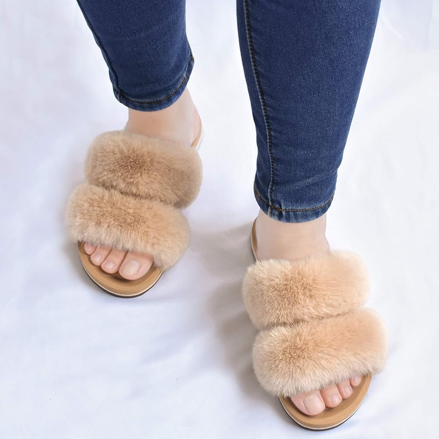 Amazon.com | COFACE Fluffy Womens Slippers Faux Fur Cute Bedroom