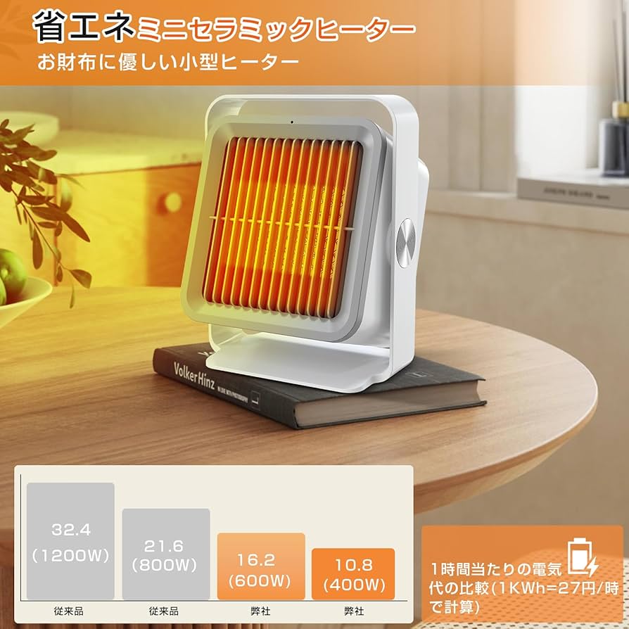 Amazon | セラミックヒーター 電気ヒーター 小型 600W/400W 省エネ