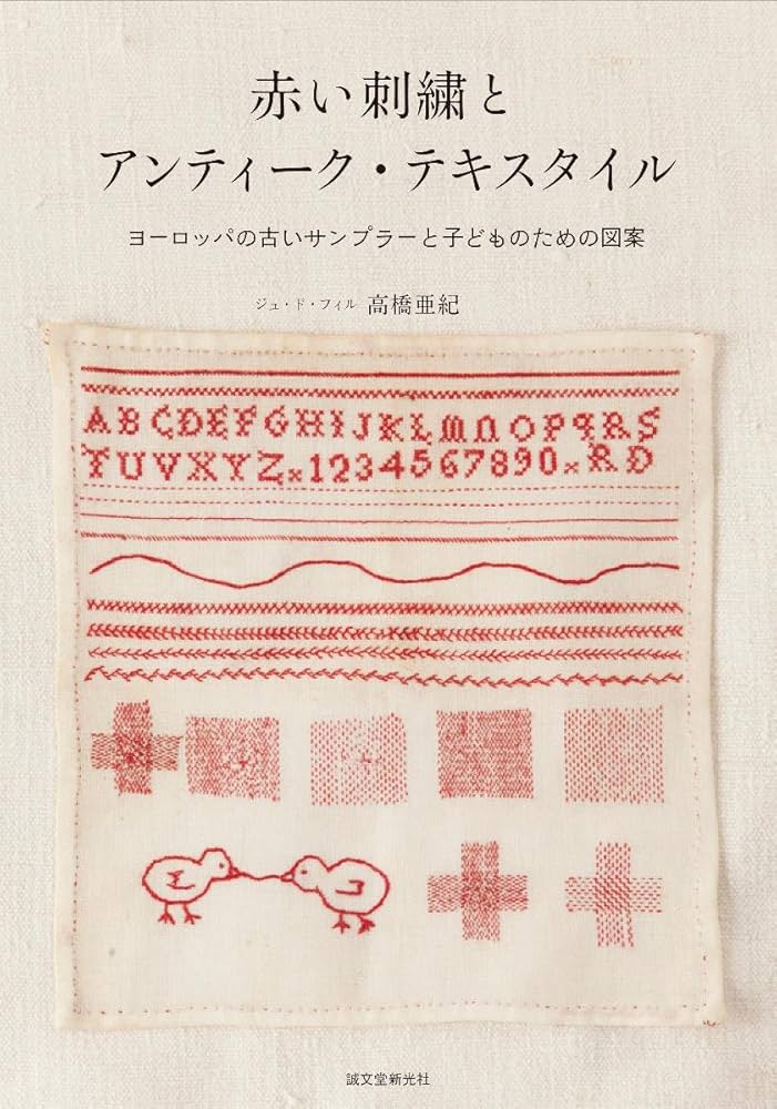 赤い刺繍とアンティーク・テキスタイル: ヨーロッパの古いサンプラーと