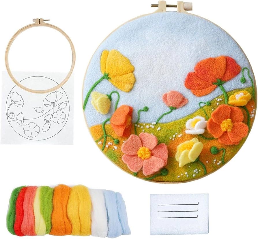 Amazon.co.jp: Diy羊毛フェルト絵画針刺フェルト入門キット羊毛絵画