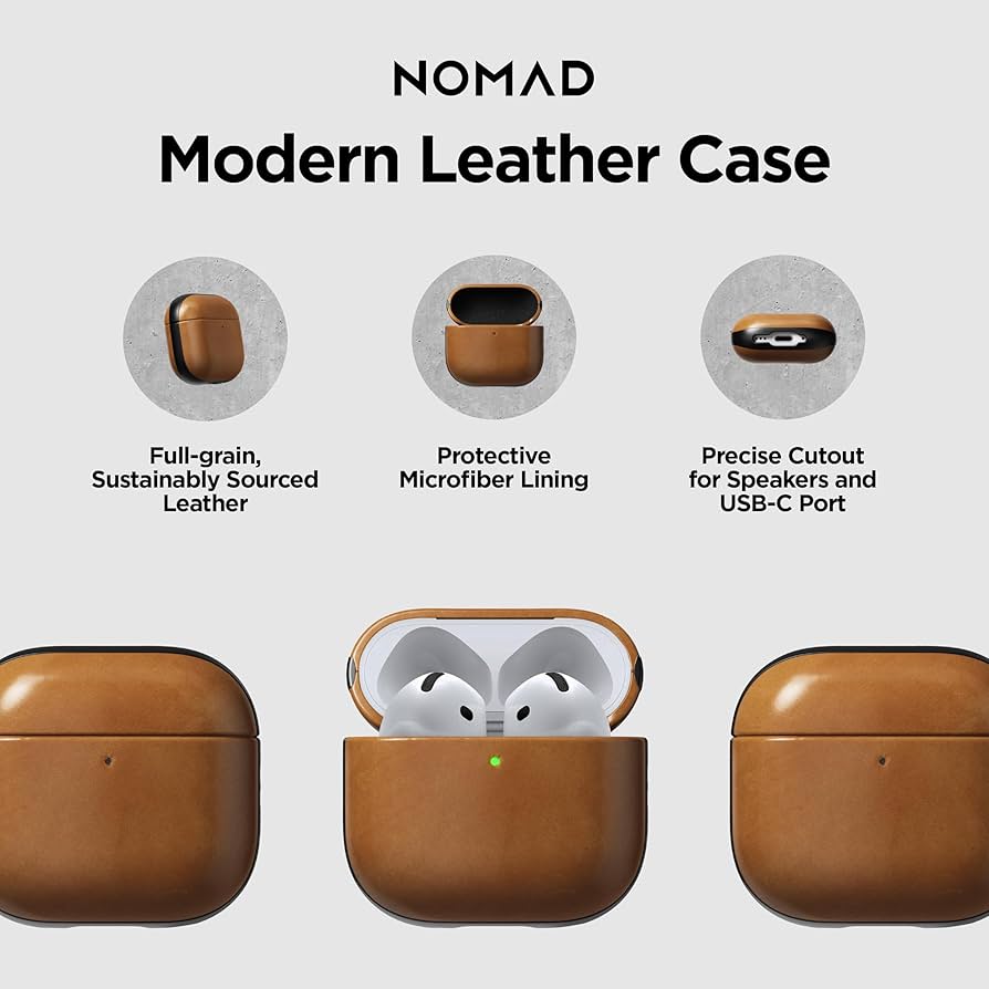 Amazon.com: Nomad Airpods 4 Case in English Tan-C Nomad Leather