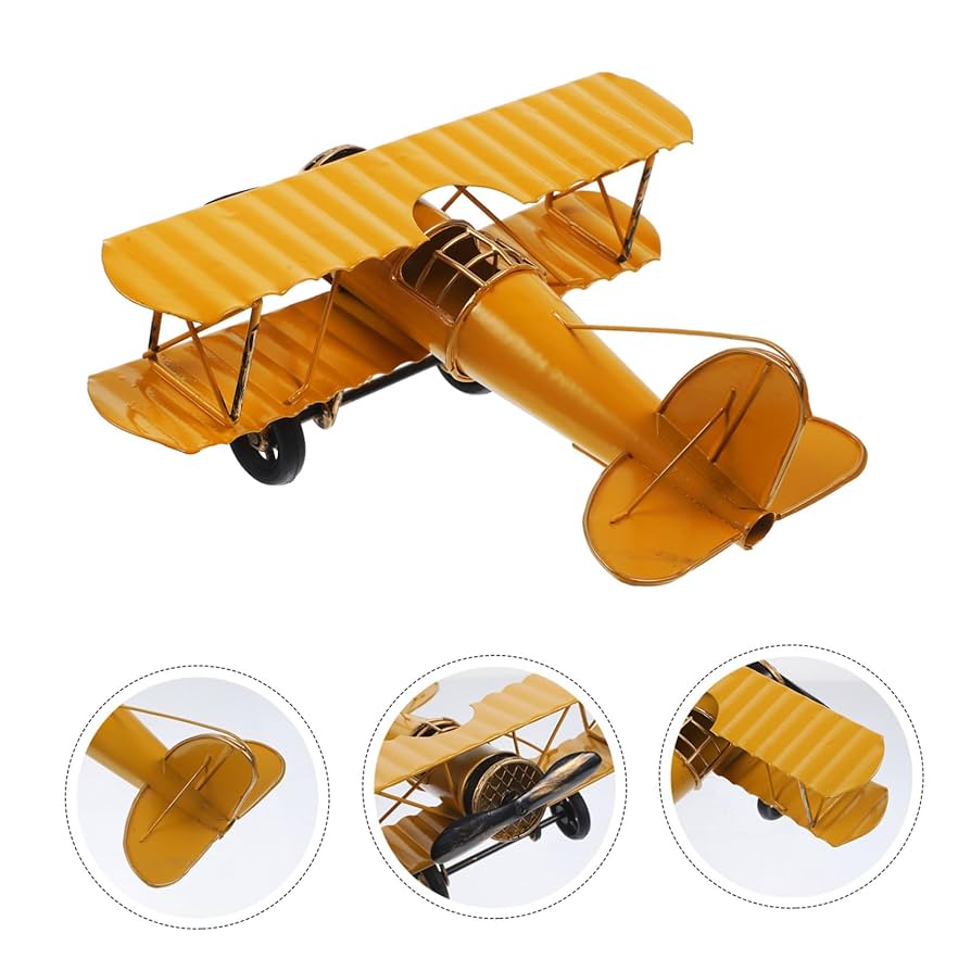 ブリキ飛行機✈️JN-7H イエロー二重翼機モデル 【公式通販】