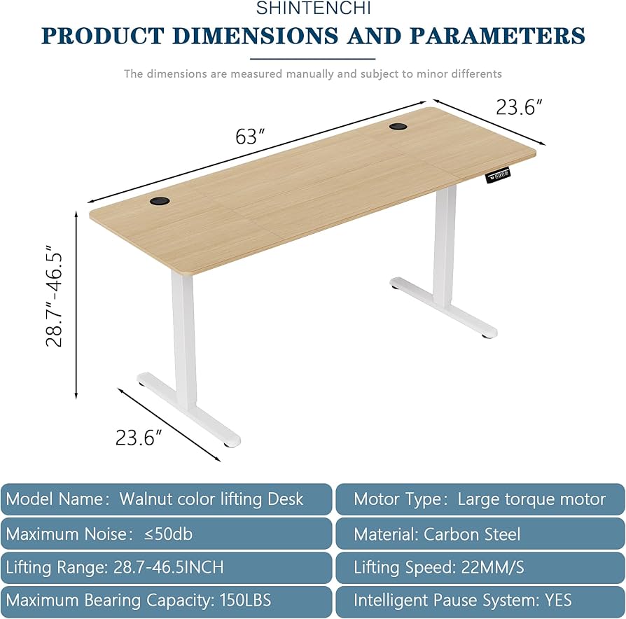 Amazon.com: Shintenchi Standing Desk, 63x24 Inch Height Adjustable