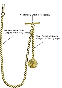 Amazon.com: watchvshop Albert Chain Gold Tone Pocket Watch Chain