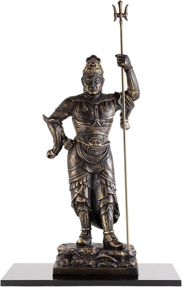 Amazon｜仏師銘版 毘沙門天立像 35cm 蝋型/青銅（ブロンズ）製 仏師