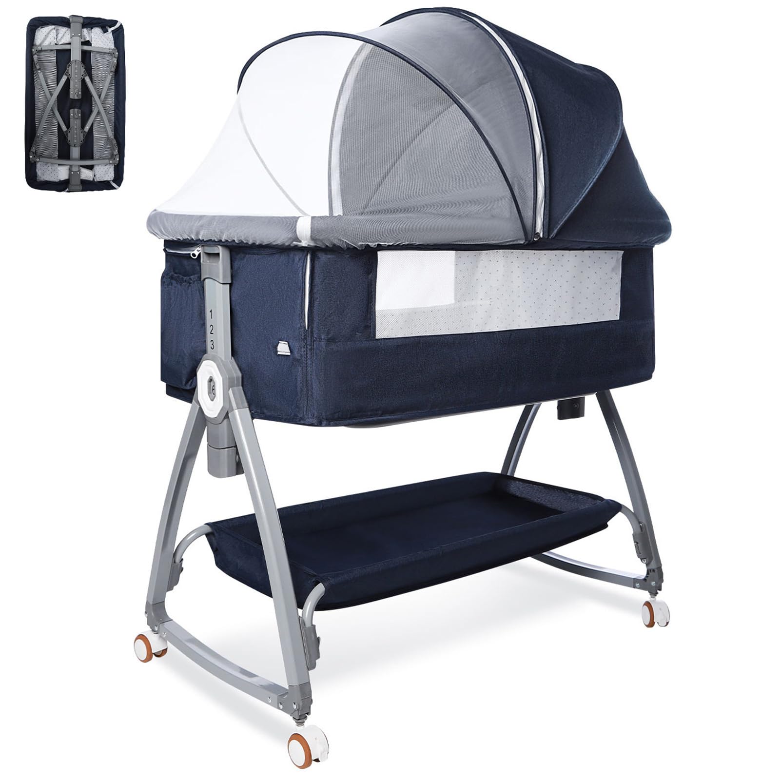 Amazon.co.jp: 新型 5IN1 ベビーベッド 折畳み可能 高さ6段調節可能