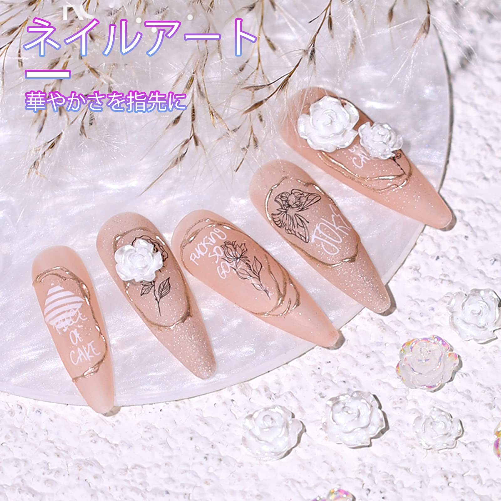 Amazon | ネイルデコパーツ 椿の形 立体 3D ネイルパーツ ネイルアート