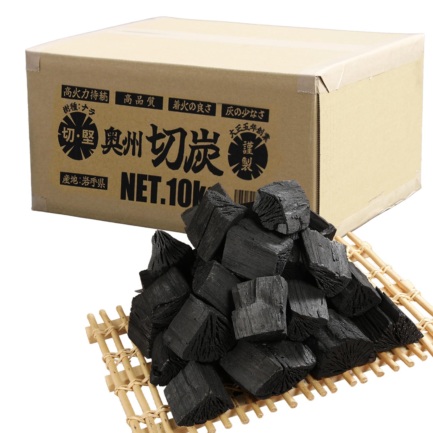 Amazon.co.jp: PEAKS&TREES 岩手県 なら切炭 6cm 約10kg 国産 高火力