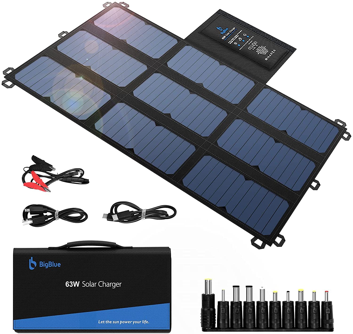 Amazon | BigBlue ソーラーパネル 63W 折りたたみ式 ソーラー