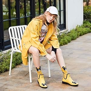 Amazon.com | L-Rain Women's Short Rain Boots Waterproof and Anti