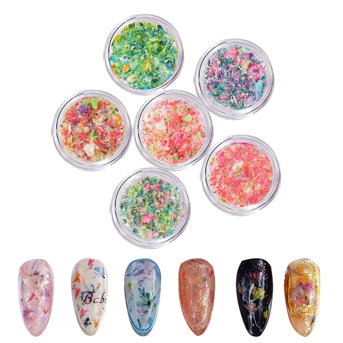 Amazon | 押し花 ネイルパーツ 6個セット ドライフラワー ネイルパーツ