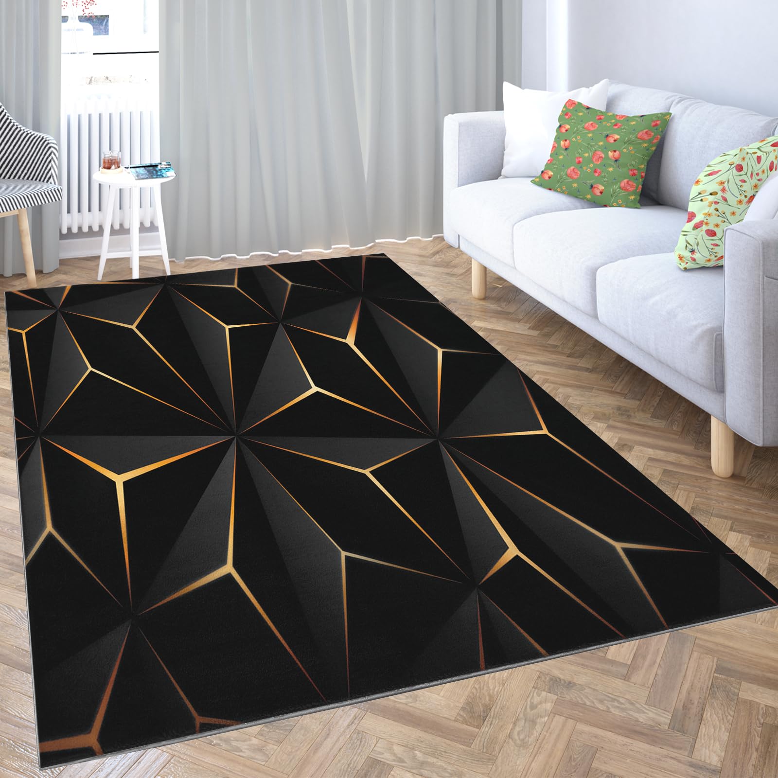 レザーラグ205×140テクスチャー幾何学模様ラグ レザーラグ205×140