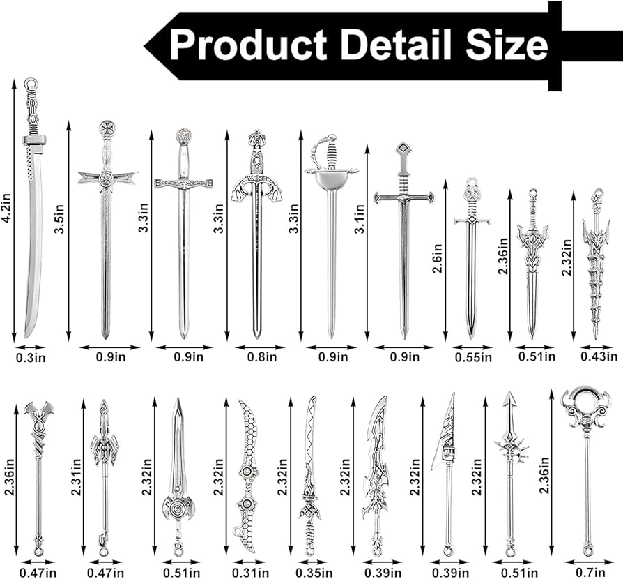 Amazon.com: QINIZX 40 Pieces Antique Swords Knife Bookmark Charms