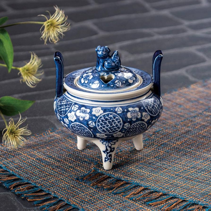 Amazon｜九谷焼 4号香炉 染付丸紋 香炉 仏具 陶器｜仏壇用香炉