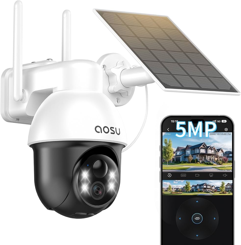Amazon.co.jp: aosu 防犯カメラ 屋外 ソーラー 500万超高画素 PIR人体