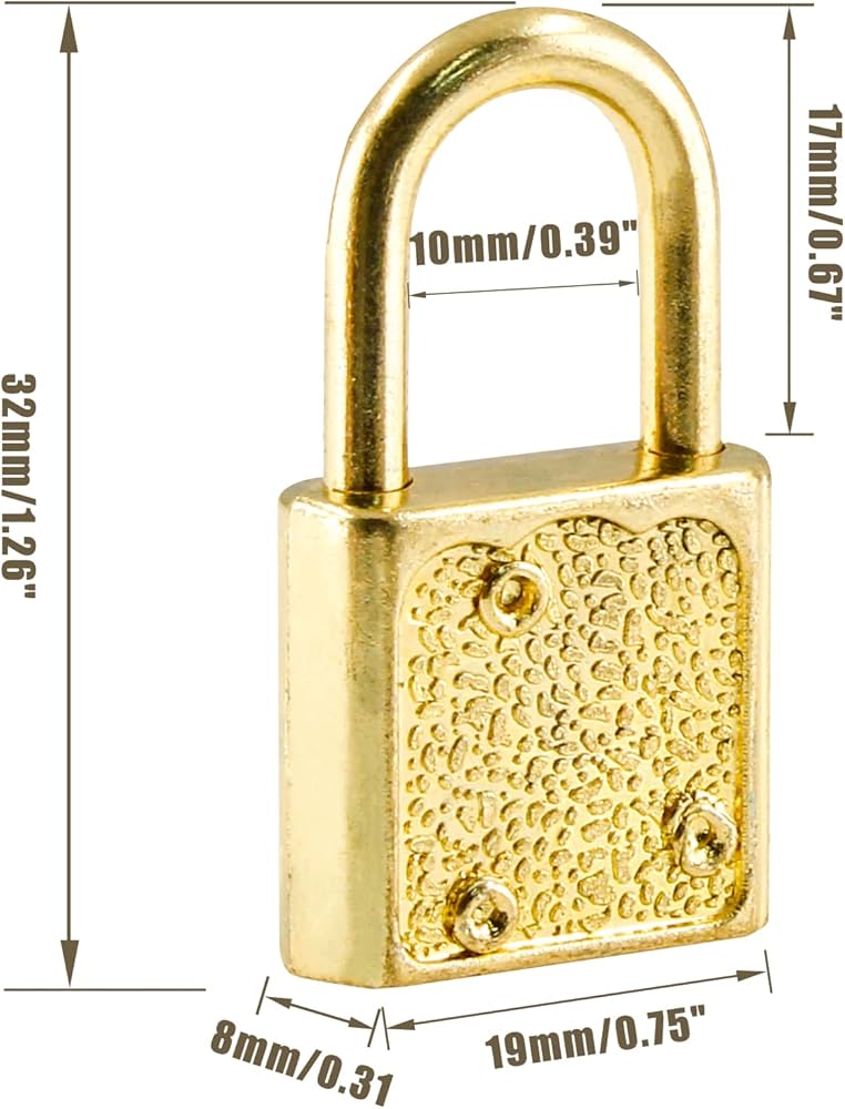 Piutouyar 15 Pcs Small Gold Padlock, Jewelry Box Lock, Luggage
