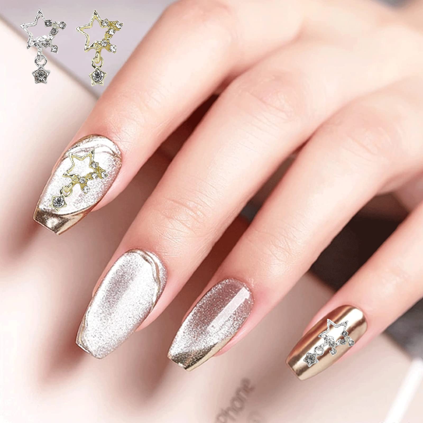 Amazon | ネイルパーツ メタルパーツ 20個セット 五芒星型 立体 3D