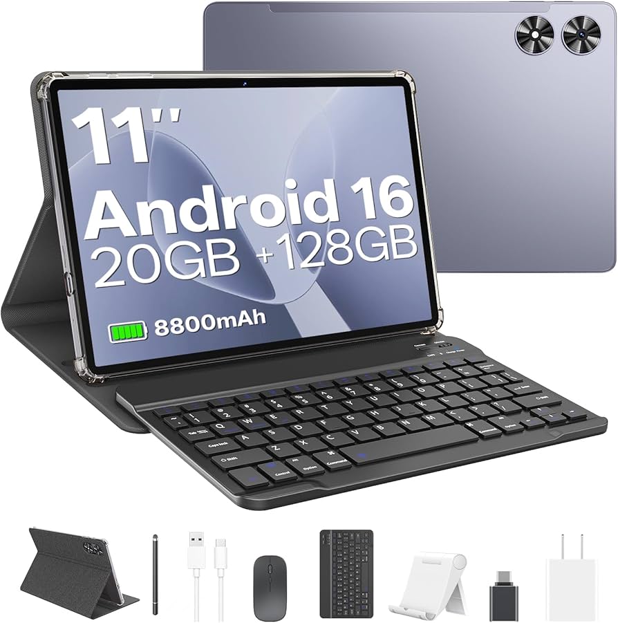 Amazon.com : 2025 Android 16 Tablet with Keyboard, 20GB+128GB 11