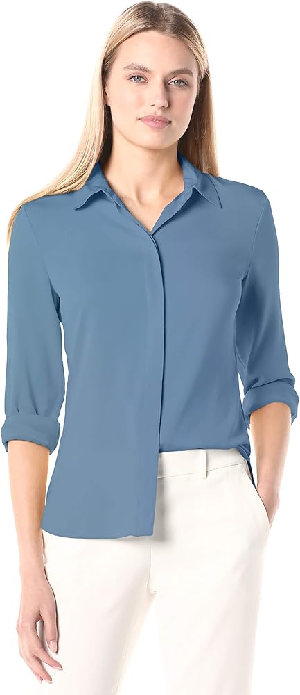 Theory womens Classic Fitted Shirt, Cornflower, Petite US at