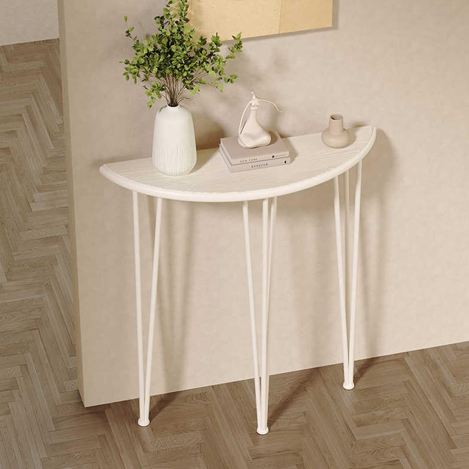 Amazon｜玄関テーブル 半円コンソールテーブル 木製ソファテーブル