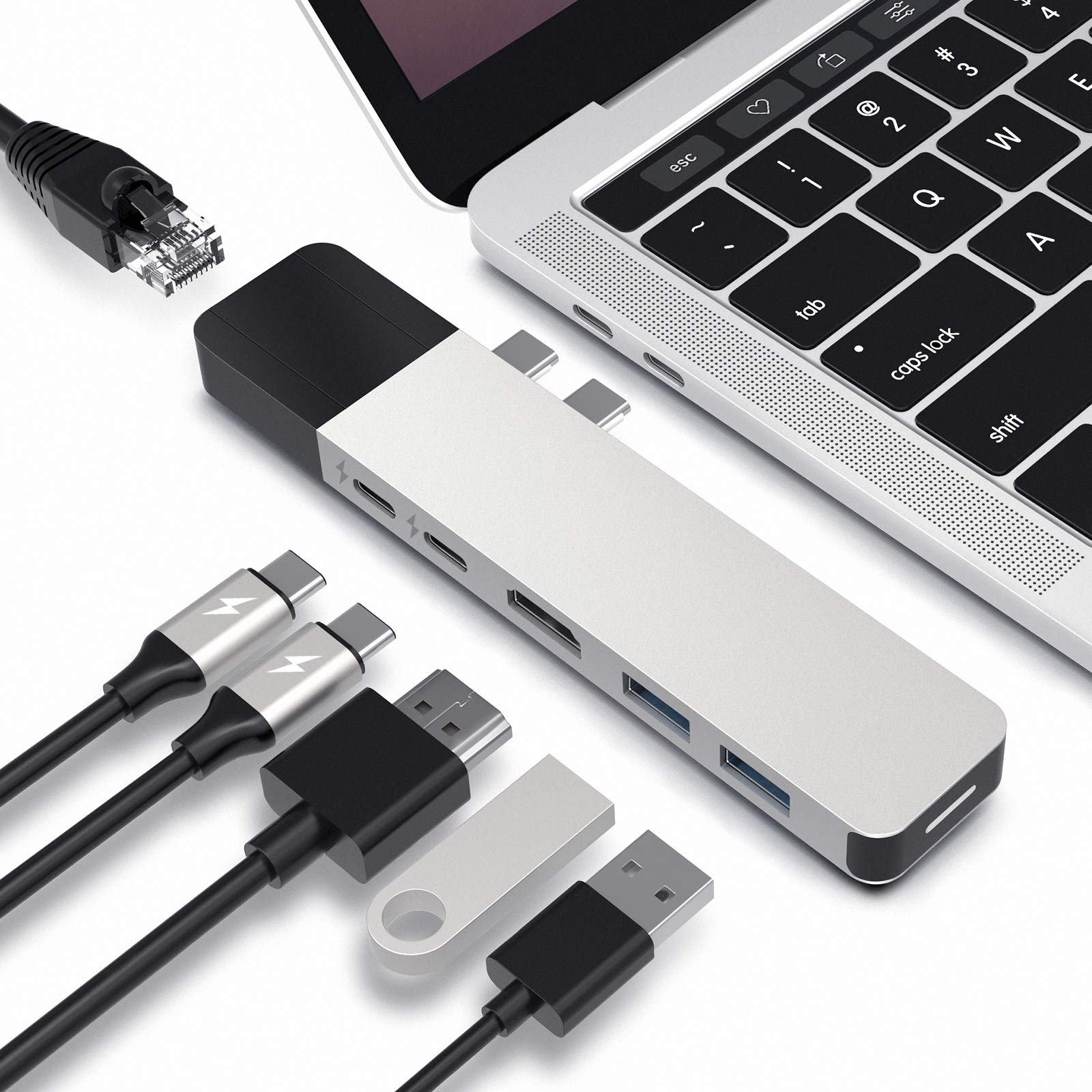 Amazon.com: HyperDrive USB C Hub, NET 6-in-2 for MacBook Pro Air