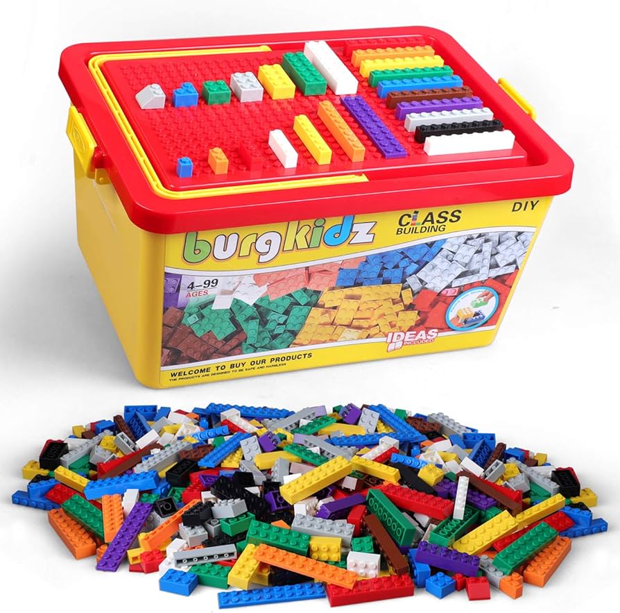 Building Bricks 1020 Pieces Set, 1000 Basic Building Blocks in 17