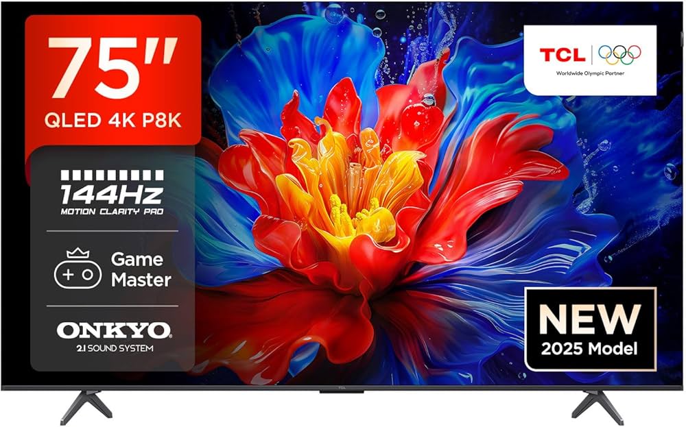 TCL テレビ 75インチ 75P8Kモデル 4k 144hz VRR対応 TCL 75P8K-UK 75