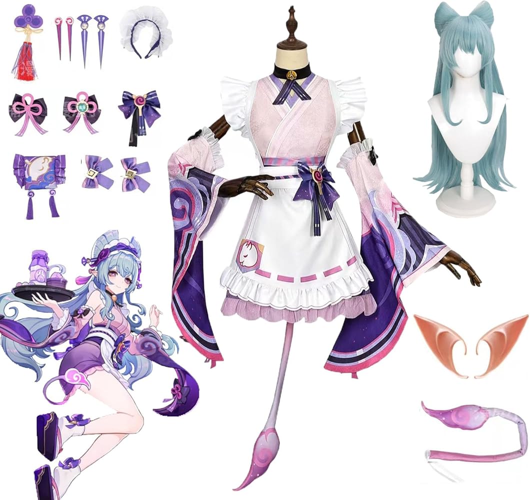 Amazon.co.jp: 原神 夢見月瑞希 コスプレ衣装 ウィッグ付き 精霊耳 髪