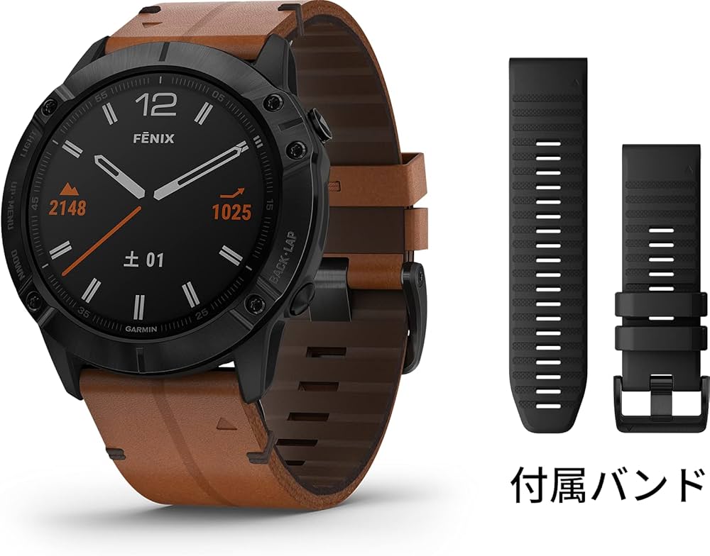 Amazon.co.jp: ガーミン fenix6X Sapphire Black DLC Leather band 小